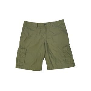 Eddie Bauer Men’s Cargo Shorts Sz 38 Olive Green 100% Cotton Hiking Utility-0516